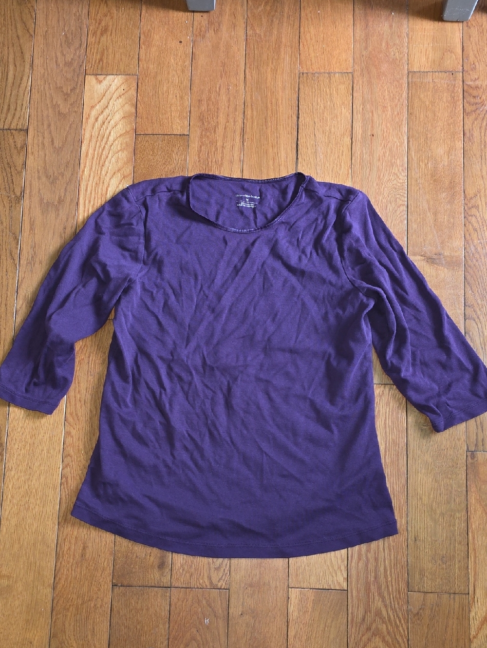 43 - Christopher & Banks Deep Purple Scoop Neck 3/4 Sleeve Tee